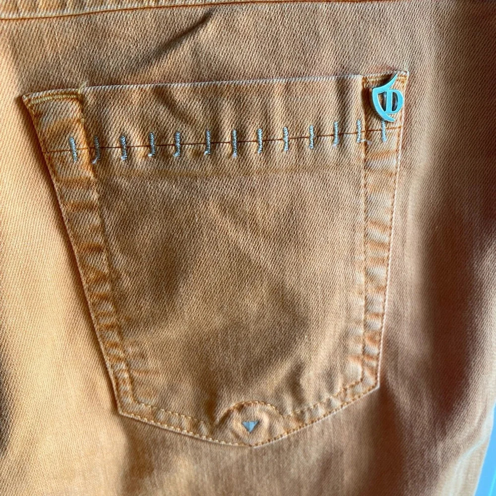 Dismero Denim Pants Made In Italy Jeans Size 33 Orange Bright Skinny Colorblock - Picture 12 of 13